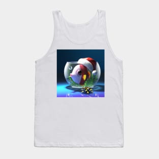 Fish in Bowl with Santa Hat Tank Top